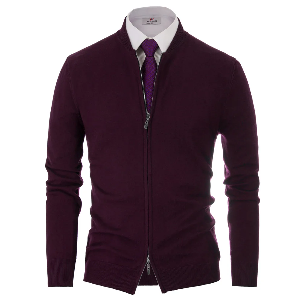 Tyrian Purple PJ Мужское пальто с высокой талией, облегающее, с длинным рукавом, стоячий воротник, двухстороннее, на молнии, трикотажное, бейсбольное пальто, мужская верхняя одежда - Цвет: Tyrian Purple
