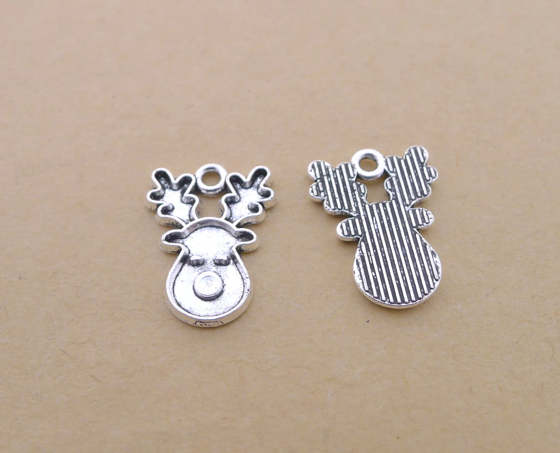 

Handmade Earrings Charms Diy Accessories For Jewelry Pendant Bracelet 20pcs 13x17mm Antique Silver Color Deer Head Charms