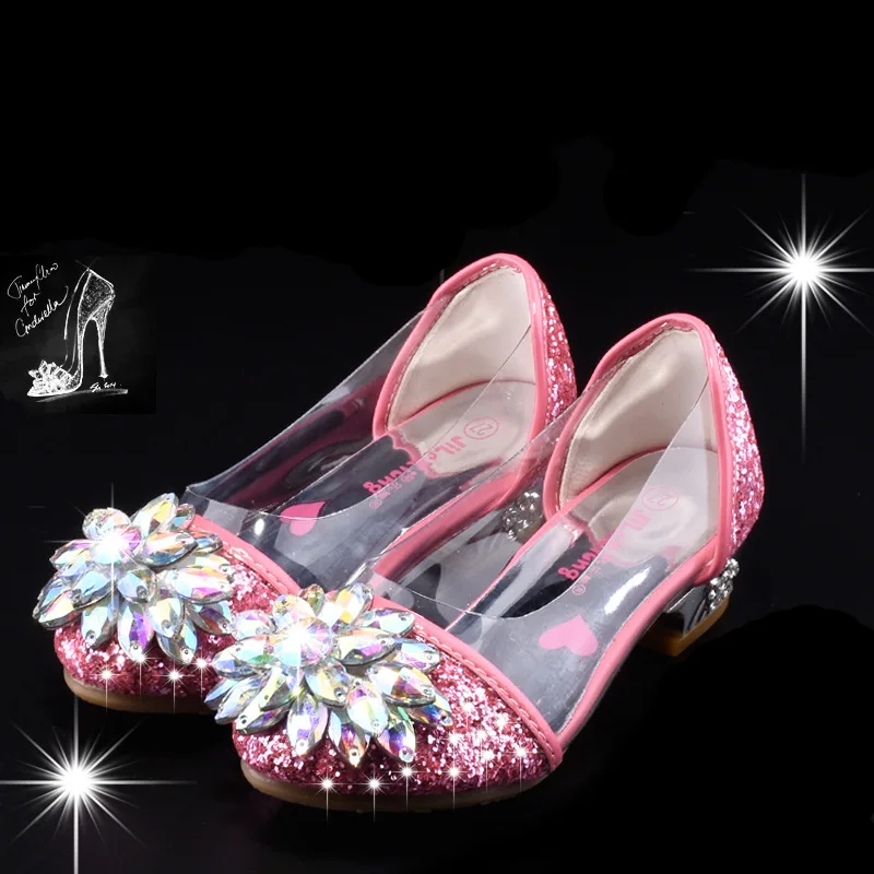 Glowing girls shoes luxury Clear Glass 