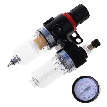 

G1/4'' In line Air Compressor Filter Regulator Pressure Gauge Moisture Trap Compressor Oil Water Filter A5YD