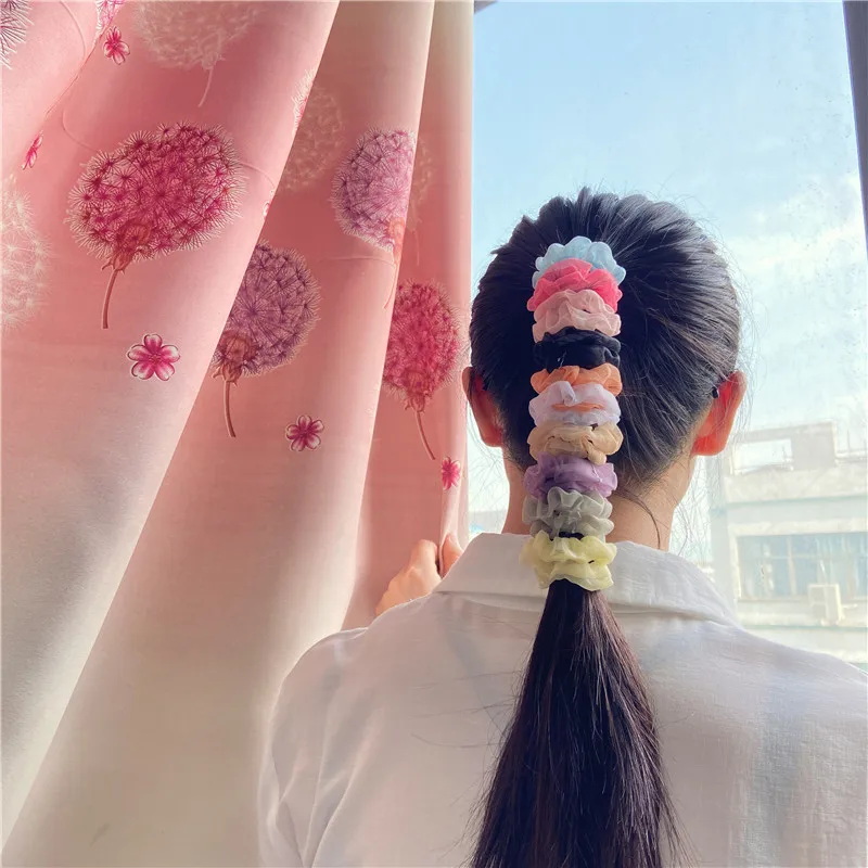 Fashion Colorful Floral Scrunchies Set For Woman Girls 10PCS/SET Hair Ties Rope Elastic Bands Korean Accessories Gift |