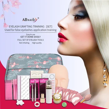 

Abnathy 57 in Training Eyelashes kit False Eyelash Extension Grafting Practice Curl Glue Tweezer Tool Set Bag For Eye Lash Graft