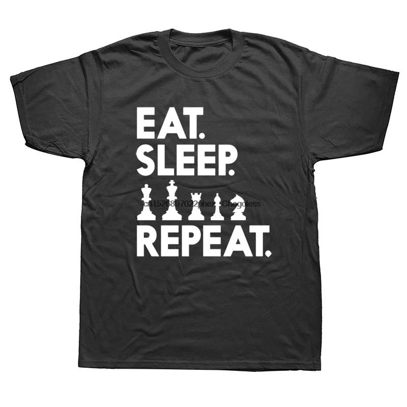 Забавная Шахматная футболка Eat Sleep | Мужская одежда