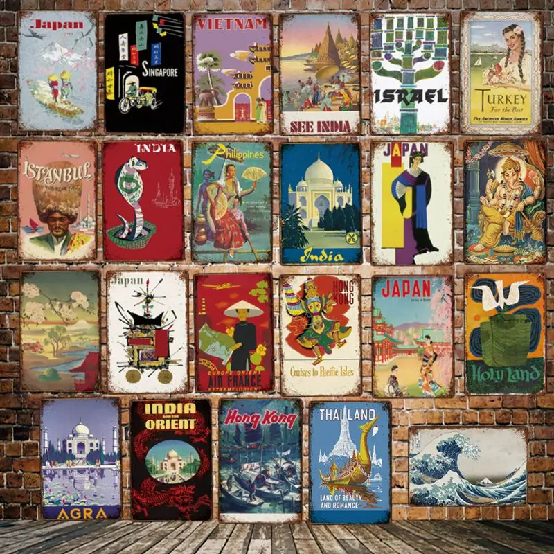 

[ Mike86 ] India AGRA Cobra Turkey HK Istanbul Metal Sign Vintage Store Retro Iron Painting city Poster Art 20*30 CM LT-1943