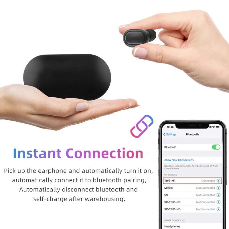 TWS M1 Wireless Bluetooth Headsets VS Redmi Airdots Earbuds Wireless Earphones with Mic Earbuds for iPhone Xiaomi Huawei Samsun