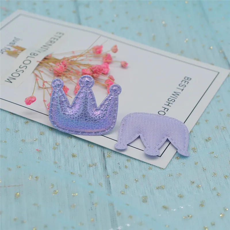 purple 40 шт/партия 4*3,3 см ПУ Корона колодки Патчи аппликации для ремесла одежды Швейные принадлежности "сделай сам" заколки для волос аксессуары - Цвет: purple