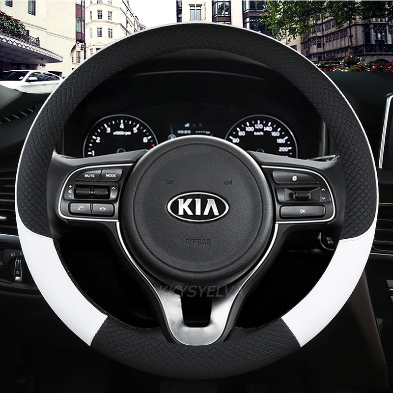 마이크로 화이버 가죽 자동차 핸들 커버 38cm 15 Kia NIRO NIRO EV SUV 2016 2017 2018 2019 2020 2021 자동차 액세서리