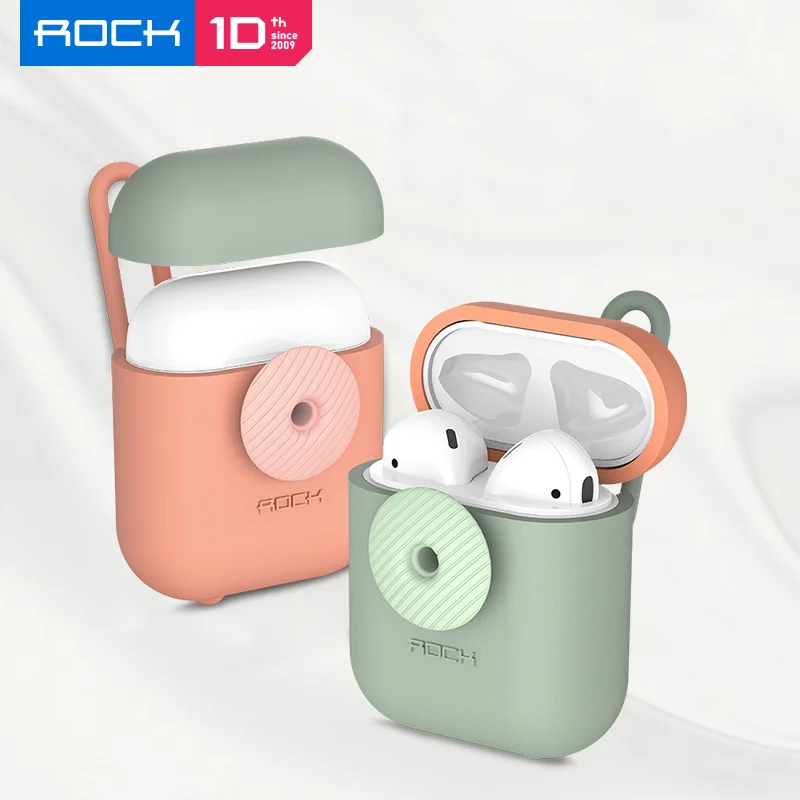 ROCK мягкий силиконовый наушник чехол для AirPods противоударный чехол для Airpods 1 2 ультра тонкий Air Pods чехол с защитой от потери веревки