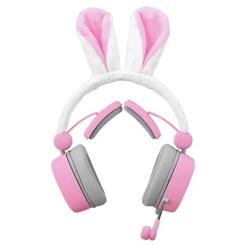 

S21 Headphones Pink Cute Girl Bunny Ears Headset Noise Reduction Game Listening Song Headphones