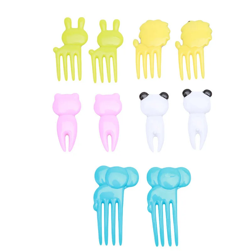10pcs pack Animal Farm Fruit Fork Mini Cartoon Children Snack Cake Dessert Food Fruit Pick Toothpick 4