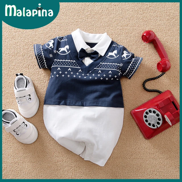 Malapina Baby Boy Romper Kids Summer Spring 0-24M Age Infant Gentleman Toddler Newborn Outfits Baby Girls Clothes 2021 Like the picture