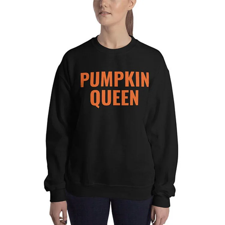 

Woman Autumn Spring Pullover Top Long Sleeve Sweatshirt Female Clothes Hoodies Women Halloween PUMPKIN QUEEN Hoodies