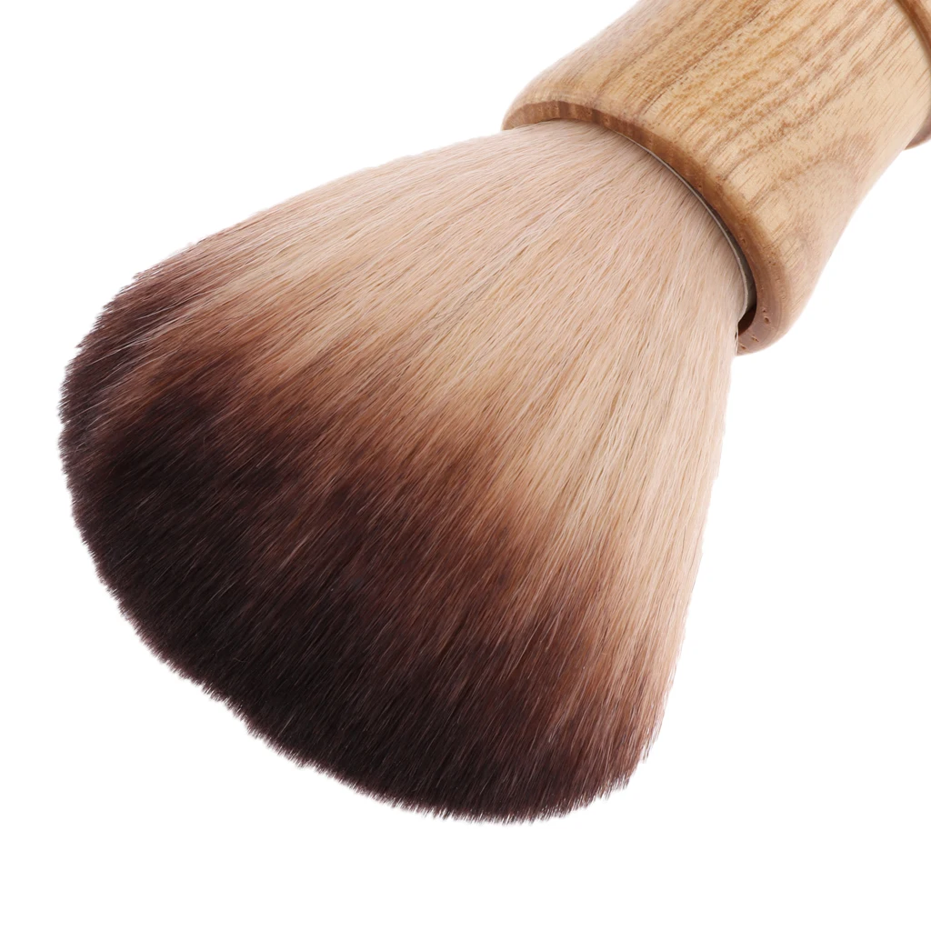 Barber Salon Soft Neck Face Duster Brush Shaving Hair Cutting Cleaning Brush with Wooden Handle