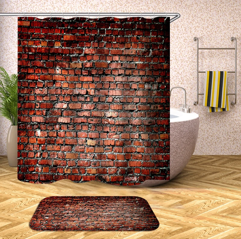 Деревянная 3D занавеска для душа s водонепроницаемая ткань занавеска для душа s с крючками занавеска для ванной забавная занавеска для ванной или коврик - Цвет: yl0151