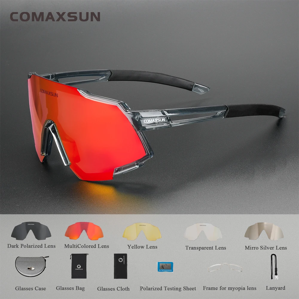 Спортивные поляризованные солнцезащитные очки COMAXSUN с 5 сменными линзами мужские