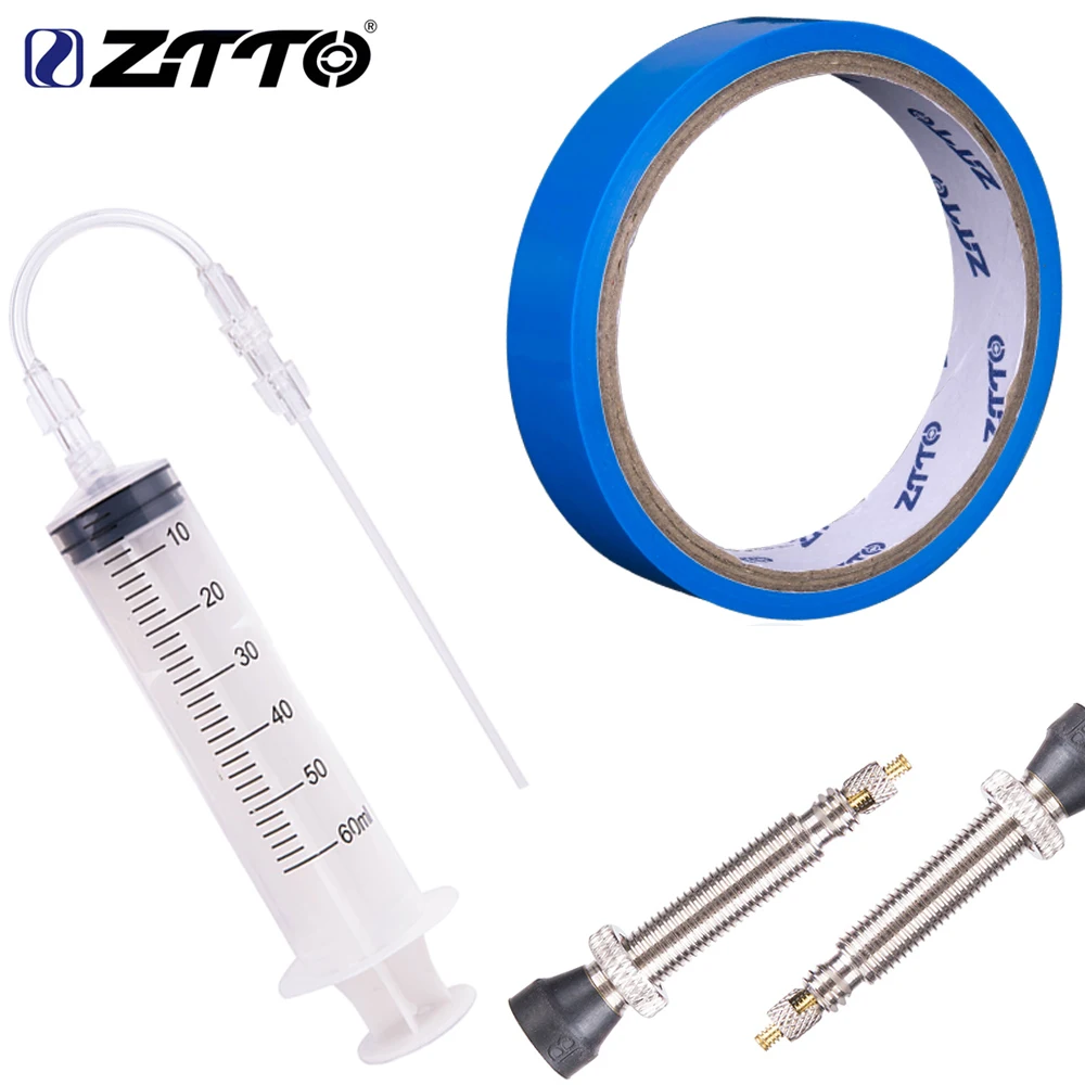 ZTTO MTB Bicycle Tubeless Rim Tapes Presta Valve and Sealant Injector