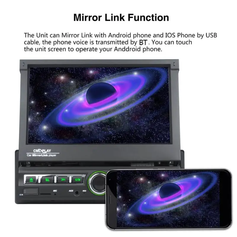 7110S 1DIN Bluetooth автомобильный стерео 7 дюймов Сенсорный экран AUX USB TF FM радио усилитель приемника 50 Вт x4 Максимальная Мощность Выход