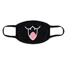 Маска из хлопка Пылезащитный фильтр PM2.5 для бега верховой езды Аниме Забавный рисунок кота многоразовые и легко очищаемые черные для мужчин и женщин 30*10 см