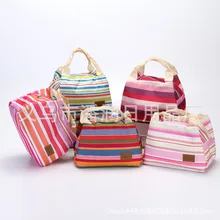 Напрямую от производителя продавая изолированный мешок водонепроницаемый полосатый мешок для пикника на открытом воздухе Модные полосы Оксфорд ткань Термо мешок 95 г Wh
