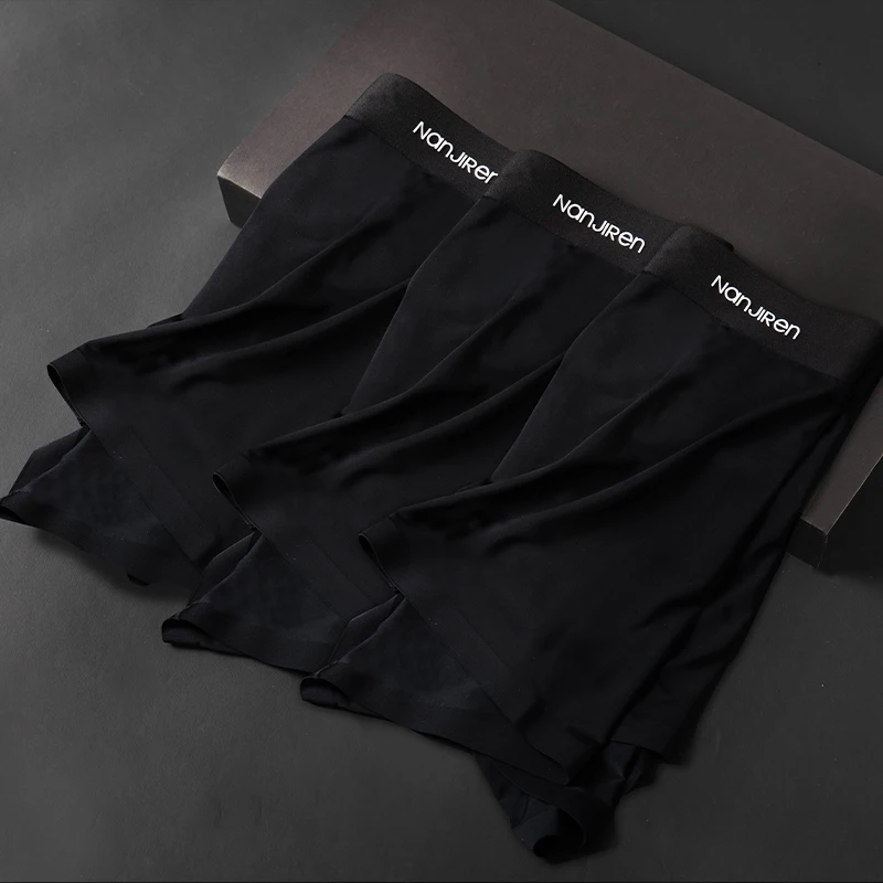 Nanjiren Men Underwear Flat Pants ice Silk Dry Comfortable Breathable Underwear Comfortable Fit Non Marking Men Boxer 3 pairs 6