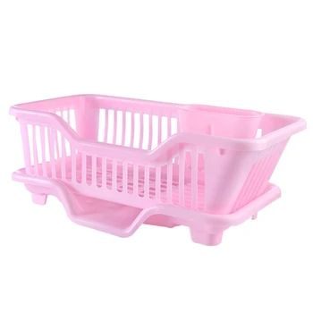 

SZS Hot Environmental Plastic Kitchen Sink Dish Drainer Set Rack Washing Holder Basket Organizer Tray, Approx 17.5 x 9.5 x 7INCH