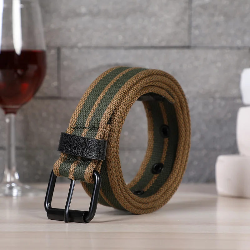 New Hot Selling Men's Woven Cotton Sports Canvas Thickened and Lengthened Belt leather belt