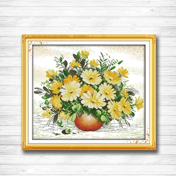 

Beautiful flowers Daisy painting 14CT 11CT counted cross stitch Needlework Set Embroidery kits chinese cross stitch Home decor
