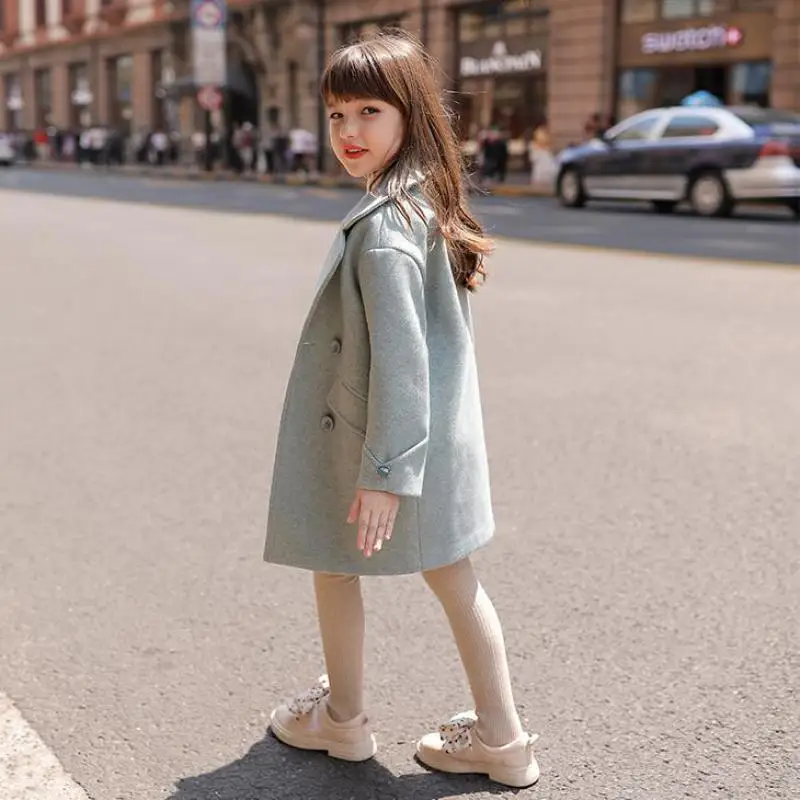 

New Winter Spring Girl Padded Warm Fashion Woolen Coat Coat Girls Fashion Thickening Large Wool Coat Jacket Princess Coat