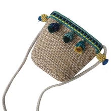 Маленькая сумка Детская сумка новая волна Корейская версия Высококачественная тканая пляжная сумка женская сумка через плечо