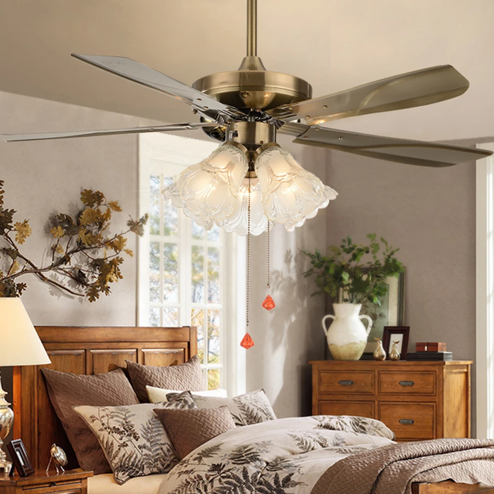 

America type ceiling fan lamp 110V dimming light with remote control 220V 42 inch bedroom Living room retro decoration lighting