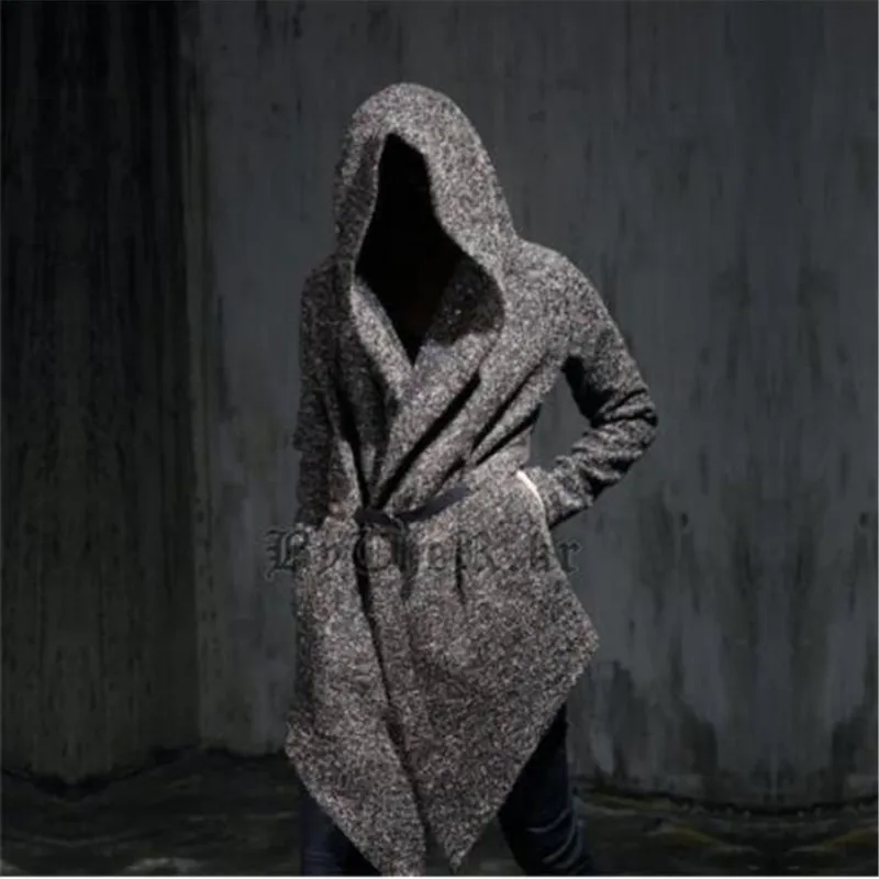 Осенне-зимний мужской Готический Тренч с капюшоном, черный плащ для выражения личности в стиле панк, мужской Халат harajuku, длинное шерстяное пальто, накидка, пальто