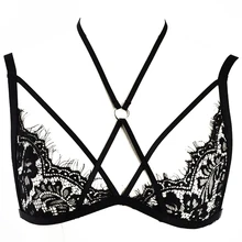 JLX. Жгут женский кружевной бюстгальтер портупея для тела кружевной кроп топ клетка бюстгальтер черный с ремешками Выдалбливают Бюстгальтер Бюстье без косточек бюстгальтеры