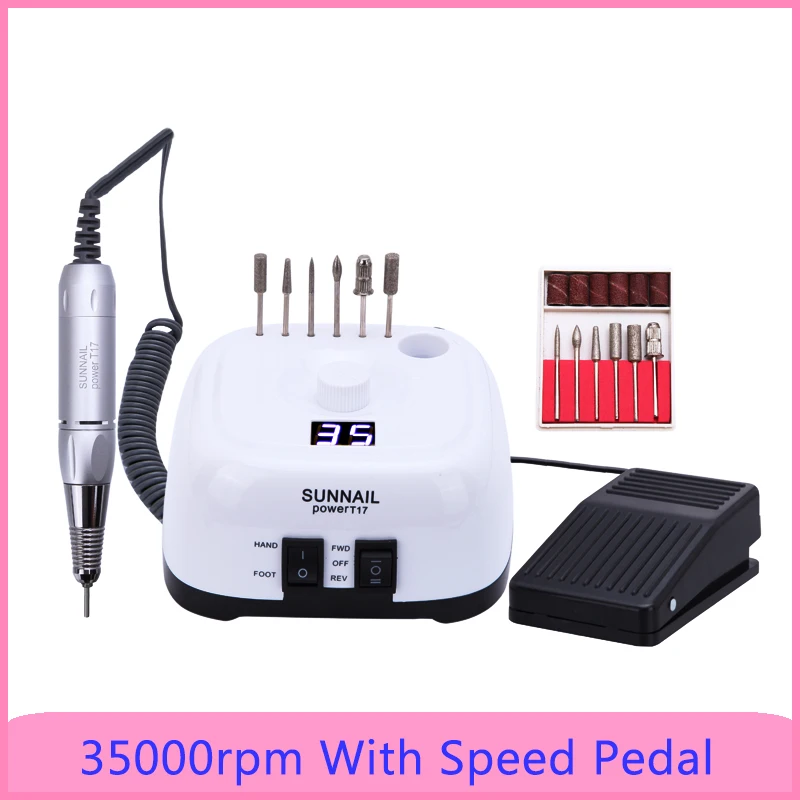 Sunnail Electric nail drill 35000 RPM 1 Set 11 Bit nail drill machine Speed Control Pedicure nails accessories