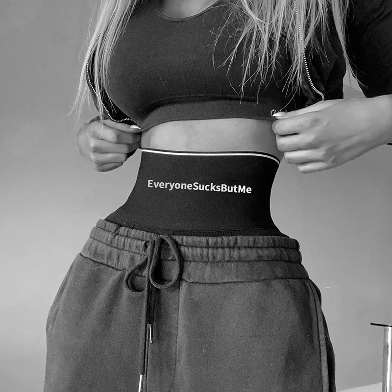 Women Letter Printed Elastic Shorts Yoga Swimwear Beach Sports Brief Style High Waist