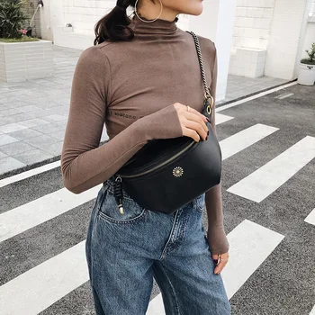 

2020 Women's New Fashion Leather Vintage Temperament Casual Crossbody Bag Chain Shoulder Bag Waist Pack Chest Bag Black Brown