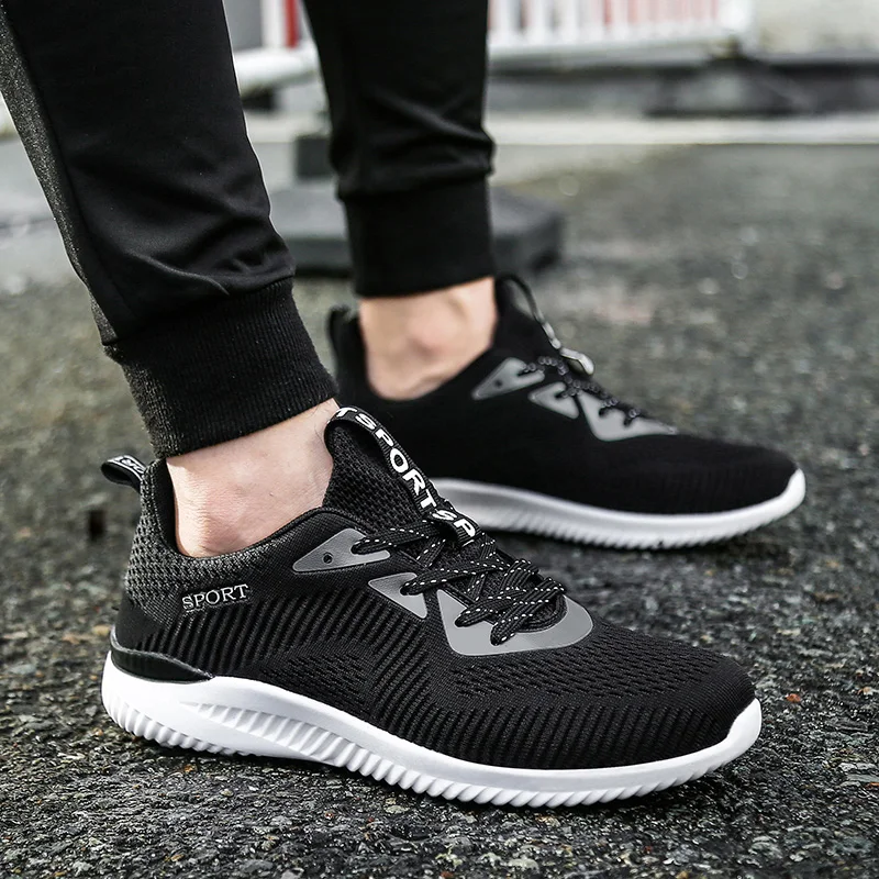 Открытый Мужская сетчатая повседневная обувь кроссовки Flyknit мужские Прогулочные кроссовки удобные мужские кроссовки большой размер 46 для отдыха дышащие