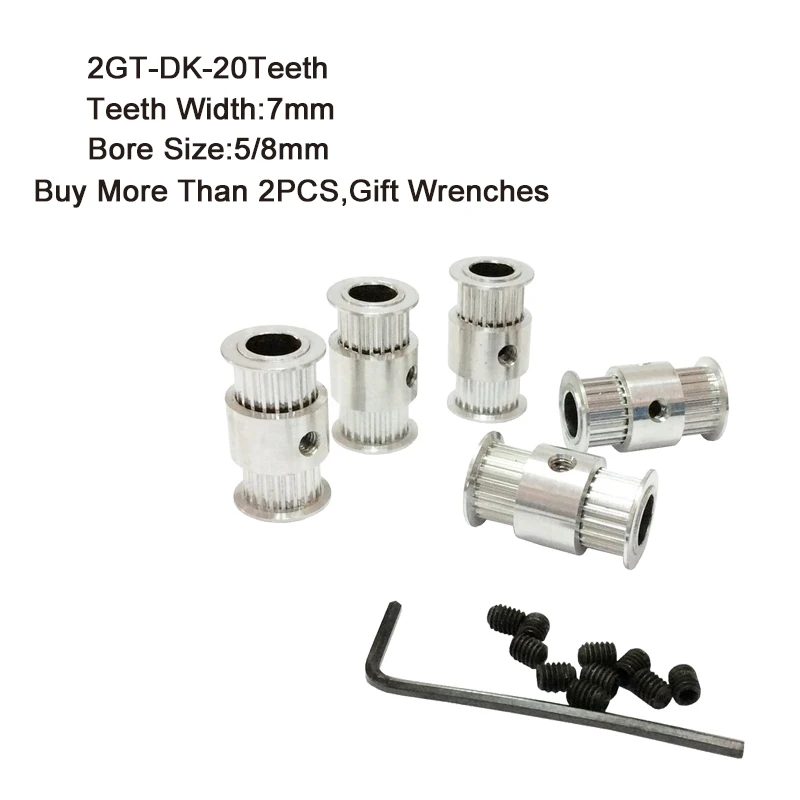 

2GT-DK Timing Pulley 20Teeth 5/8mm Bore 7mm Teeth Width GT2 Synchronous Wheel Fit GT2 Belt Width 7mm 3D Printer Parts