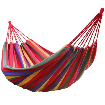 

190*100mm 2 Persons Striped Hammock Outdoor Leisure Bed Thickened Canvas Hanging Bed Sleeping Swing Hammock 2 Color Hot