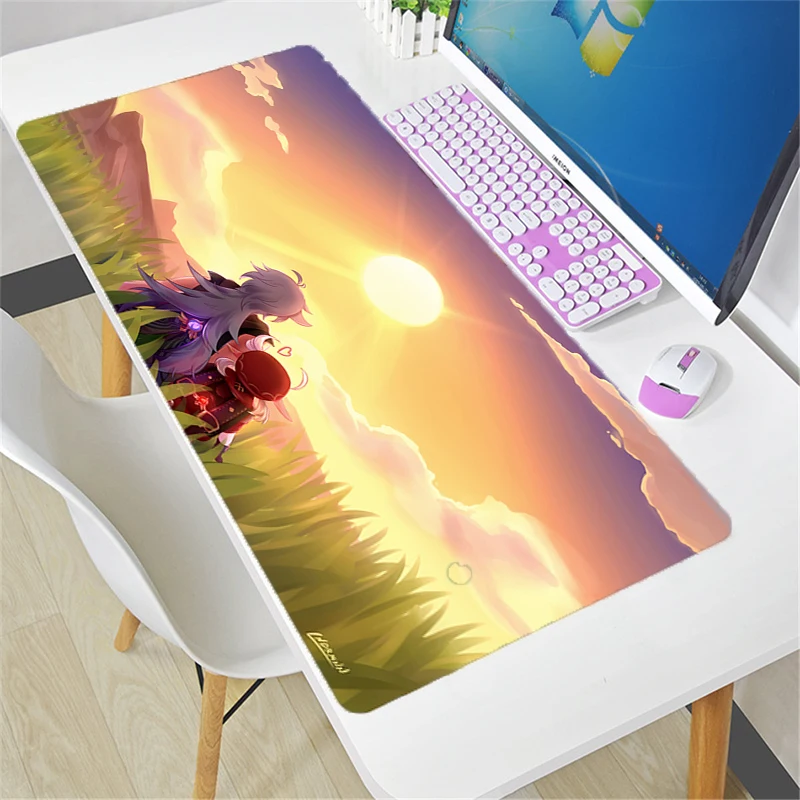 Mouse Pad Gamers Decoracion Gamer Desk Mat Mousepad Hu Tao ковер XXL Genshin Impact Gaming Accessories Varmilo Keyboard Carpet