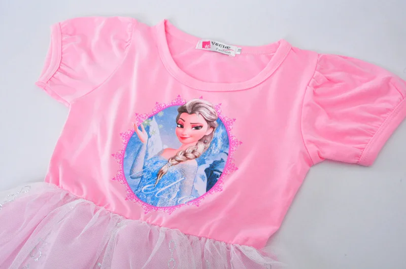 disney принцессы Летнее платье для девочек детская одежда «Холодное сердце» бальное романтичное в сеточку с изображениями героев мультфильмов платье, сценический костюм