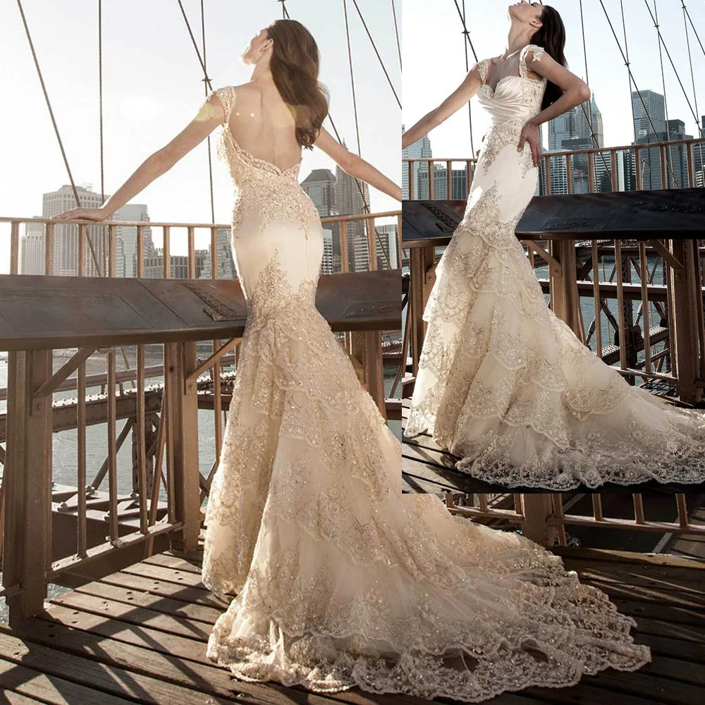 ^*Best Offers 2018 Vintage Vestido De Noiva Renda Luxe Backless Mermaid Wedding Dress Lace Crystals Bridal Gowns Kapel Trein ^*Best Offers 2018 Vintage Vestido De Noiva Renda Luxe Backless Mermaid Wedding Dress Lace Crystals Bridal Gowns Kapel Trein