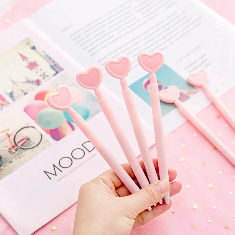

Love Gel Pens Kawaii Pink Heart Pens Cute Neutral Pens For Girls Gift School Writing Korean Stationery School Supplies