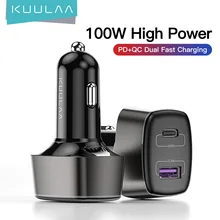 KUULAA – chargeur de voiture 100W USB type-c double Port PD QC, Charge rapide 4.0 3.0, pour téléphone portable, iPhone 12, Samsung