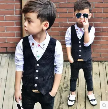 

Children Performance Clothes New Boys Formal Suits Wedding Birthday Party Pant Kids Blazer Vest + pants 2 piece