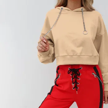 

Women Gray Hooded Solid Color Winter Velvet Thickening Hooded Tops Women's Sweatshirt Long-sleeved Black