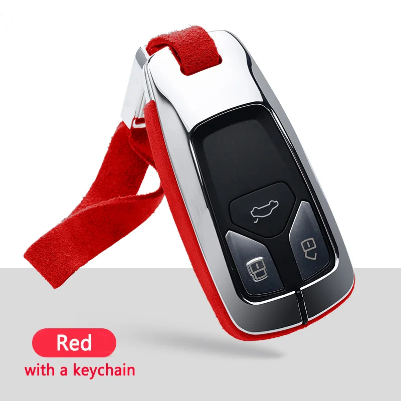 Высокое качество, кожаный чехол-держатель для ключей для Audi A4 Allroad B9 Q5 Q7 TT TTS 4M 8S аксессуары - Название цвета: red