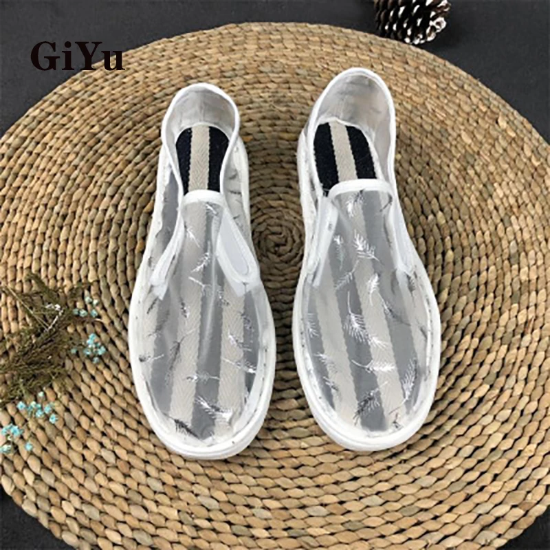 

2019summer transparent mesh shoes men's flat bottom breathable lightweight hollow mesh fashion casual shoes men and women shoes