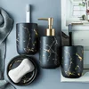 Luxury Ceramic Bathroom Accessory Set Marble Soap Dispenser Pump Bottle Home Couple Mouthwash Cup Soap Dish Washing Tools ► Photo 3/6