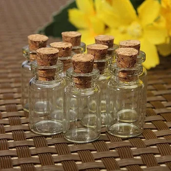 

10pcs 1ml Tiny Small Clear Cork Glass Bottles Vials For Wedding Holiday Decoration Christmas Gifts Small transparent wishing bot