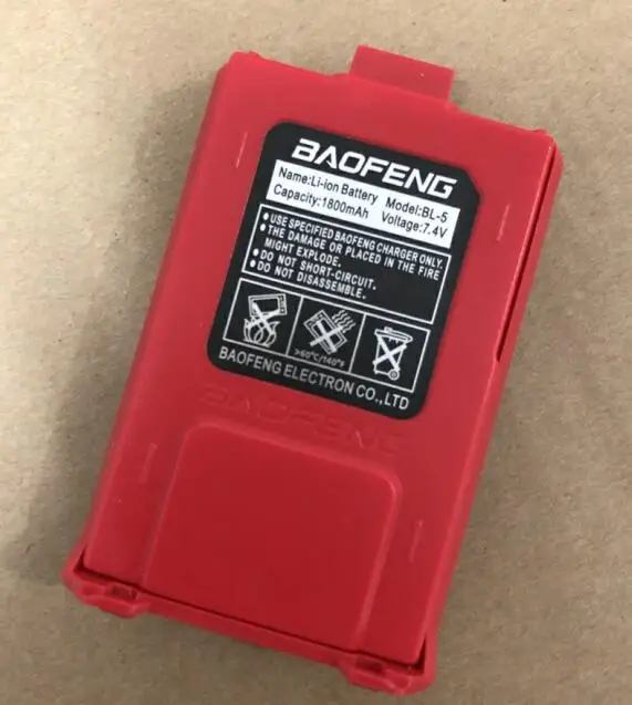 Red baofeng UV-5R Батарея BL-5 литий-ионный аккумулятор Baofeng UV5R Батарея для РАДИОТЕЛЕФОНА Walkie Talkie “иди и аксессуары для Baofeng UV-5R UV-5RE 5R - Color: Red